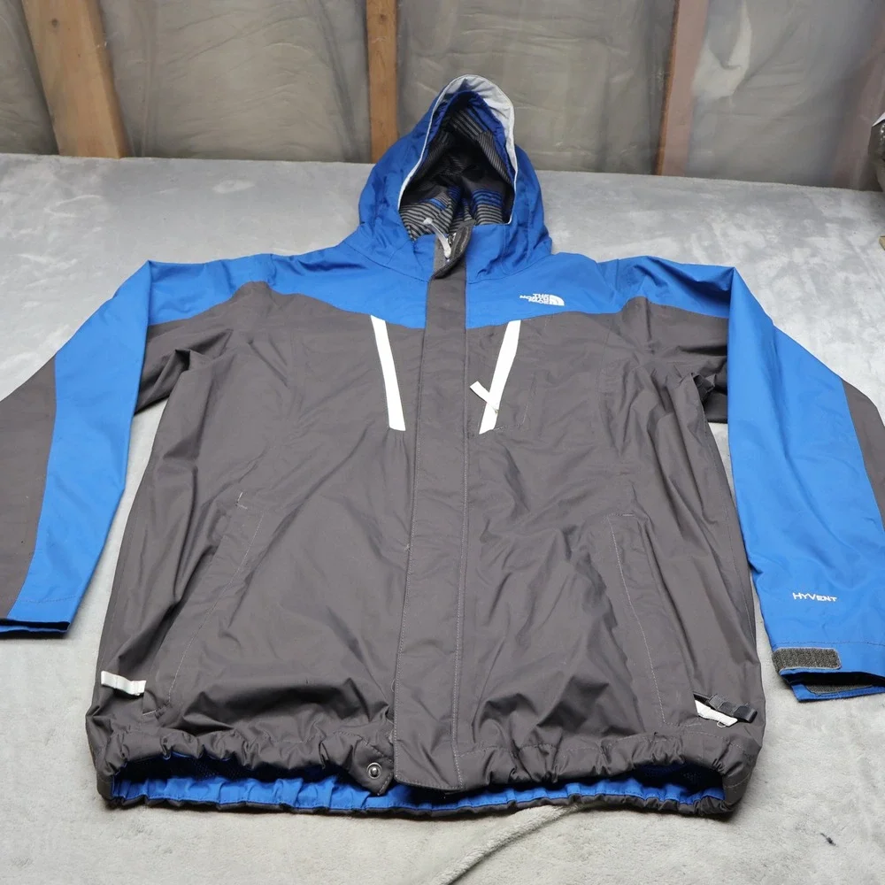 North Face HyVent Rain Jacket Boys XL‎ 18-20 Blue Waterproof Hooded 3in1 Shell